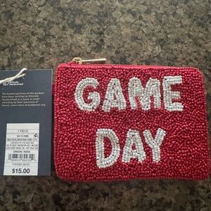 Beaded 'GAME DAY' Coin Purse - Red & White